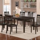 7-PC Henley Dining Table with 6 Capri Wood Seat Chairs in Cappuccino. SKU#: HECA7-CAP-W