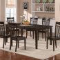 7-PC Henley Dining Table with 6 Capri Wood Seat Chairs in Cappuccino. SKU#: HECA7-CAP-W