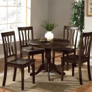 5-PC Antique Round Table with 4 Wood Seat Chairs in Cappuccino Finish. SKU#: ANT5-CAP