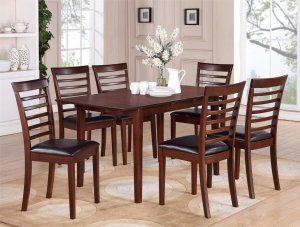 5-PC Picasso Kitchen Dining Set, Table W32xL60xH30 and 4 Faux Leather Chairs in Mahogany