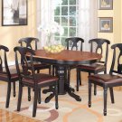 7pc Kenley Kitchen Dining Set, Table W/ 6 Leather Seat Chairs in Black & Cherry SKU: KENL7-BLK-LC