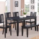 5PC DINETTE DINING SET TABLE 36x60" w/4 WOODEN SEAT CHAIRS IN BLACK (NO BENCH), SKU: DU5-BLK-W