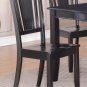 7PC DUDLEY DINETTE DINING TABLE 36x60 with 6 LEATHER SEAT CHAIRS IN BLACK, SKU: DU7-BLK-LC