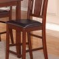 Set of 2 Buckland counter height leather seat chairs, 24" barstool in mahogany SKU: BUS-MAH-LC