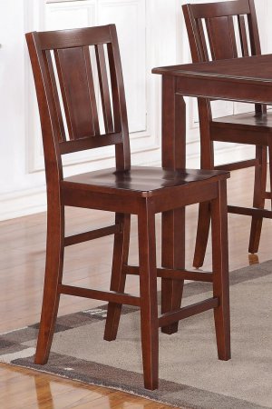Set of 2 Buckland counter height wood seat chairs, 24" barstool in mahogany SKU: BUS-MAH-W