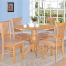5PC Dublin Vancouver dinette 42" Round Table Drop Leaves + 4 Upholstered Chairs, OAK. SKU: DV5-OAK-C