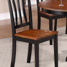 SET OF 2 ANTIQUE KITCHEN DINING CHAIRS WITH PLAIN WOOD SEAT IN BLACK & CHERRY BROWN, SKU: AC-BLK-W