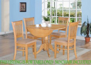 42" ROUND DINETTE KITCHEN DINING TABLE WITH 2 DROP LEAVES IN OAK FINISH, NO CHAIR. SKU: DT-OAK-T