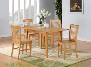 NORFOLK RECTANGULAR DINETTE DINING TABLE WITH 12" LEAF IN OAK FINISH NO CHAIR, SKU#: NFT-OAK-T