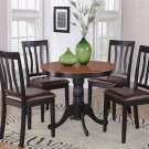 5PC Antique 36" Round Table with 4 Leather Upholstery Chairs in Black & Cherry. SKU: ANT5-BLK-LC