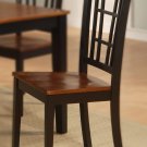 Set of 2 dinette kitchen dining chairs wooden seat in black & cherry brown, SKU: NC-BLK-W