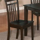 Set of 2 Capri kitchen dining chairs with plain wood seat in Cappuccino. SKU: EWCDC-CAP-W2