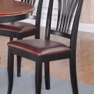 Set of 2 Avon Dinette Dining Chairs with Leather Seat in Black Finish, SKU: AVC-BLK-LC2