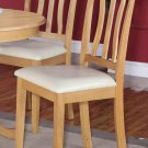 Set of 2 Kitchen Dining Chairs with Leather Seat in Oak Finish, SKU: ANC-OAK-LC2