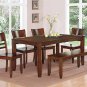 7PC LYNFIELD KITCHEN DINING TABLE w/6 PLAIN WOOD SEAT CHAIRS IN ESPRESSO (NO BENCH) SKU: LY7-ESP-W