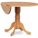 42" Round Dublin drop-leaf pedestal kitchen table without chair in light oak SKU# DLT-OAK-TP
