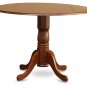 42" Round Dublin drop-leaf pedestal kitchen table without chair in saddle brown SKU# DLT-SBR-TP