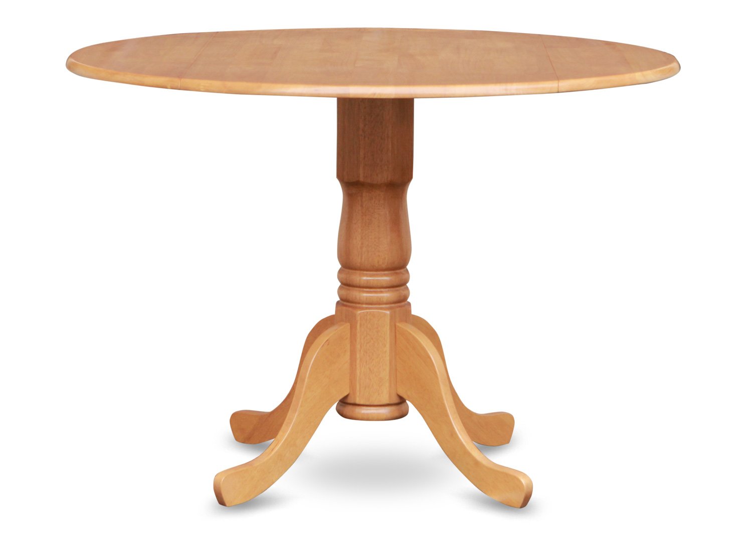 42" Round Dublin dropleaf pedestal kitchen table without chair in light oak SKU DLTOAKTP