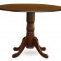 42" Round Dublin drop-leaf pedestal kitchen table without chair in mahogany SKU# DLT-MAH-TP