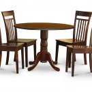 5PC Dublin round table w/ drop leaf + 4 Capri wood seat chairs in mahogany. SKU: DCA5-MAH-W