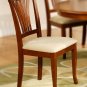 5PC Dublin 42" round table w/ drop leaf + 4 Avon wood seat chairs in saddle brown. SKU: DAV5-SBR-W