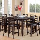 9PC Fairwinds Counter Height Table w/8 Leather Seat Chairs in Cappuccino. SKU: FAIR9-CAP-LC
