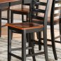 7PC Parfait Counter Height Table w/6 Wooden Seat Chairs in Black & Cherry Brown. SKU: PFH7-BLK-W