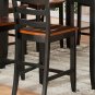 5PC Parfait Counter Height Table w/4 Wooden Seat Chairs in Black & Cherry Brown. SKU: PFH5-BLK-W