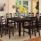 7PC Square Dining Set, Table 54x54x30" with 6 Wooden Seat Chairs in Cappuccino. SKU: FL7-CAP-W