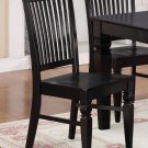 Set of 2 Weston kitchen dining chairs with plain wood seat in black finish, SKU: WC-BLK-W