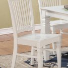 Set of 2 Weston kitchen dining chairs with plain wood seat in linen white finish, SKU: WC-WHI-W