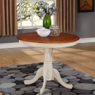ANTIQUE ROUND DINETTE KITCHEN TABLE IN BUTTERMILK & CHERRY BROWN 36" DIAMETER, SKU#: ANT-WHI-T