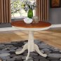 ANTIQUE ROUND DINETTE KITCHEN TABLE IN BUTTERMILK & CHERRY BROWN 36" DIAMETER, SKU#: ANT-WHI-T