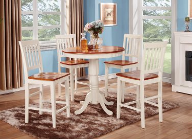 3-PC Jackson Round Counter Height table & 2 Vernon Chairs in Buttermilk & Cherry. SKU: JAVN3-WHI-W