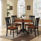 5PC Dublin round table w/2 drop leaves + 4 Plainville chairs, Black & Cherry SKU: DLPL5-BCH-W