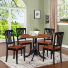 5PC Dublin round table w/ 2 drop leaves  + 4 Avon chairs, Black & Cherry. SKU: DLAV5-BCH-W