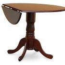 42" Round Dublin drop-leaf pedestal kitchen table without chair in mahogany SKU# DLT-MAH-TP