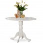 42" Round Dublin drop-leaf pedestal kitchen table without chair linen white SKU# DLT-WHI-TP