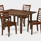 Milan Dinette Kitchen Set, Table 36"x 54" with 4 Chairs in Mahogany Finish SKU#: MILA5-MAH-W