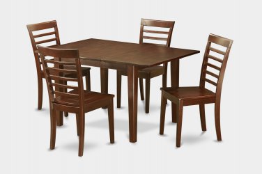 Milan Dinette Kitchen Set, Table 36"x 54" with 4 Chairs in Mahogany Finish SKU#: MILA5-MAH-W