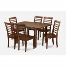 Milan Dinette Kitchen Set, Table 36"x 54" with 6 Chairs in Mahogany Finish SKU# MILA7-MAH-W