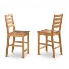 SET OF 2 CAFE COUNTER HEIGHT WOOD SEAT CHAIRS, 24" SEAT HEIGHT BAR STOOL IN OAK, SKU: CFS-OAK-W