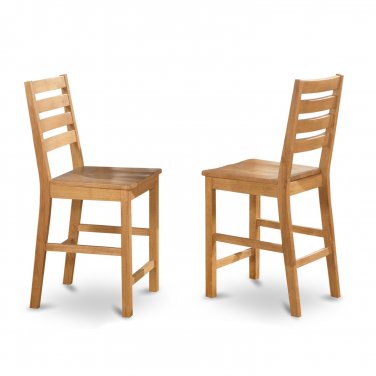 SET OF 2 CAFE COUNTER HEIGHT WOOD SEAT CHAIRS, 24" SEAT HEIGHT BAR STOOL IN OAK, SKU: CFS-OAK-W