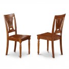 Set of 2 Plainville dinette dining chairs with wooden seat in Saddle Brown, SKU: PVC-SBR-W