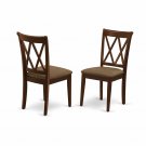 Set of 2 Clarksville dinette kitchen dining chairs with padded seat in mahogany
