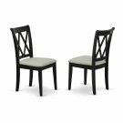 Set of 2 Clarksville dinette kitchen dining chairs with padded seat in black