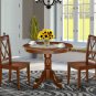 3pc kitchen dining set 36" round table with 2 xx-back wood seat chairs mahogany SKU# ANCL3-MAH-W
