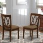 3pc kitchen dining set 36" round table with 2 xx-back wood seat chairs mahogany SKU# ANCL3-MAH-W