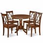 5pc kitchen dining set 36" round table with 4 xx-back wood seat chairs mahogany SKU# ANCL5-MAH-W
