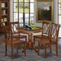 5pc kitchen dining set 36" round table with 4 xx-back wood seat chairs mahogany SKU# ANCL5-MAH-W